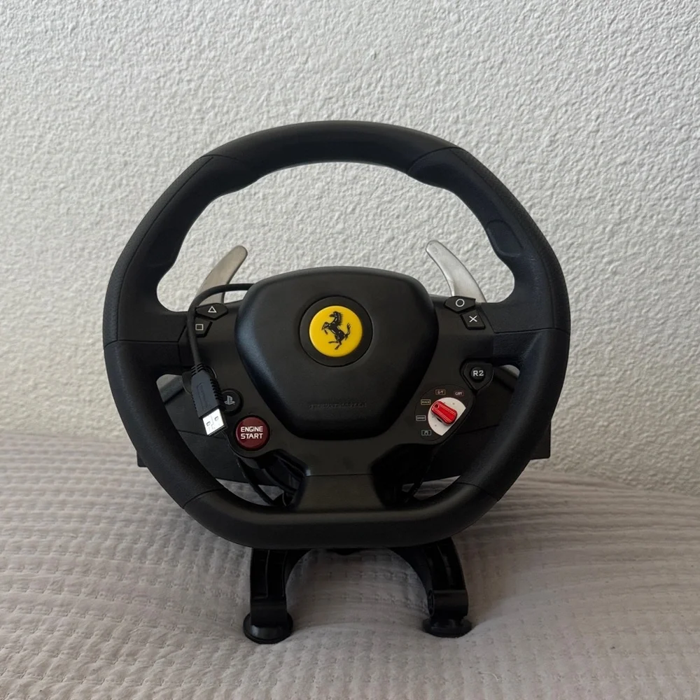 Ferrari Black Steering Wheel with Yellow Emblem
